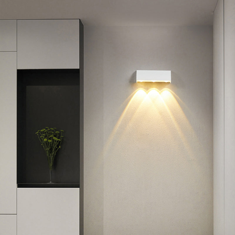 3-Light White/Black Wall Mounted Sconce Shaded Wall Light for Outdoor