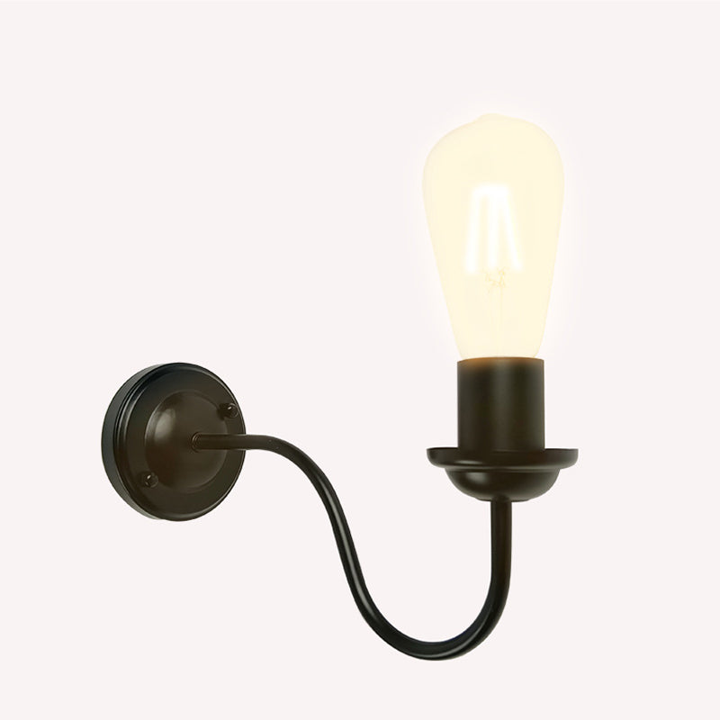 Contemporary Metal Wall Sconce Linear Shape Wall Light for Living Room in Black