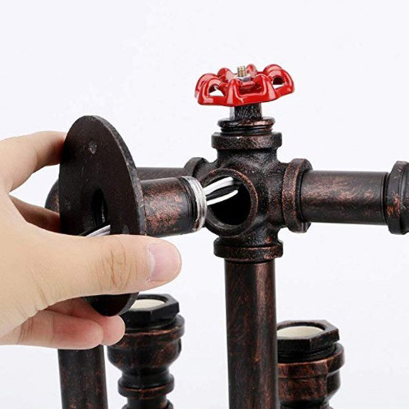 Metal Industrial Wall Sconce Pipe Shape Wall Light for Living Room in Rust