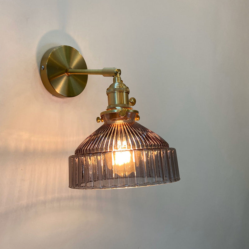 Single Golden Modern Wall Mounted Sconce Glass Shaded Wall Light for Living Room