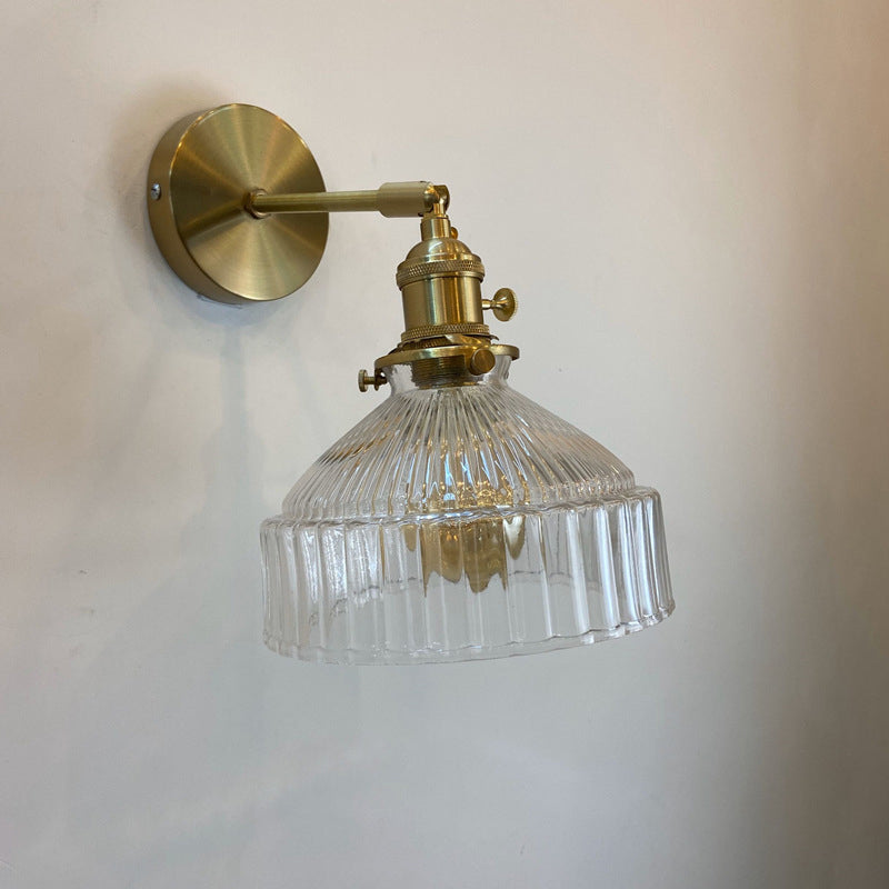 Single Golden Modern Wall Mounted Sconce Glass Shaded Wall Light for Living Room
