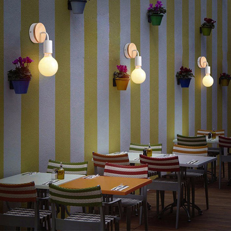 Contemporary Wood Wall Sconce Metal Linear Shape Wall Light for Bedroom