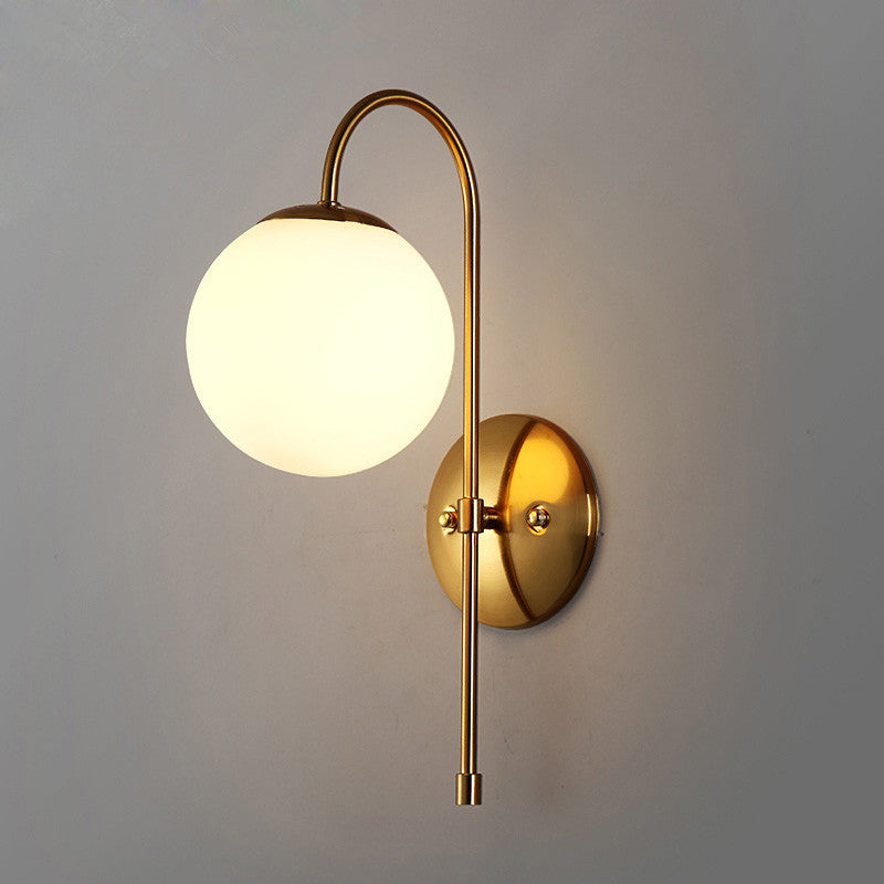 Single Golden Modernism Wall Mounted Sconce Glass Shaded Wall Light for Foyer