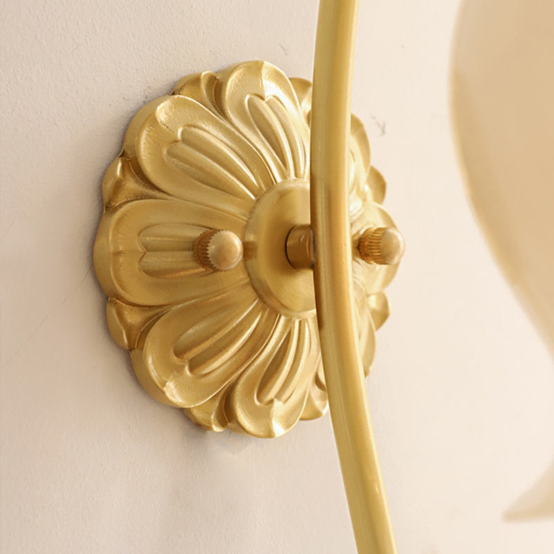 Single Golden Wall Mounted Sconce Modernism Glass Shaded Wall Light for Foyer