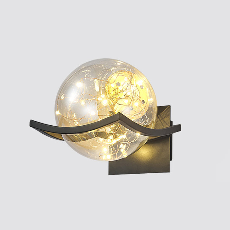Single Golden/White/Black Wall Mounted Sconce Modernism Glass Shaded Wall Light for Foyer