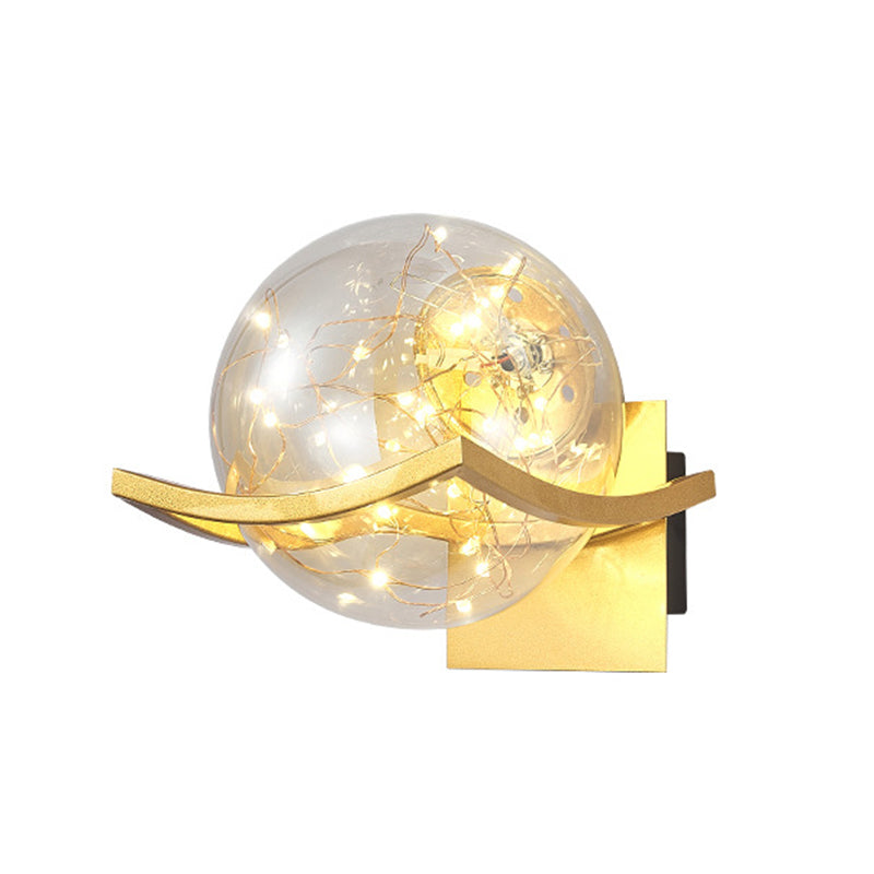 Single Golden/White/Black Wall Mounted Sconce Modernism Glass Shaded Wall Light for Foyer