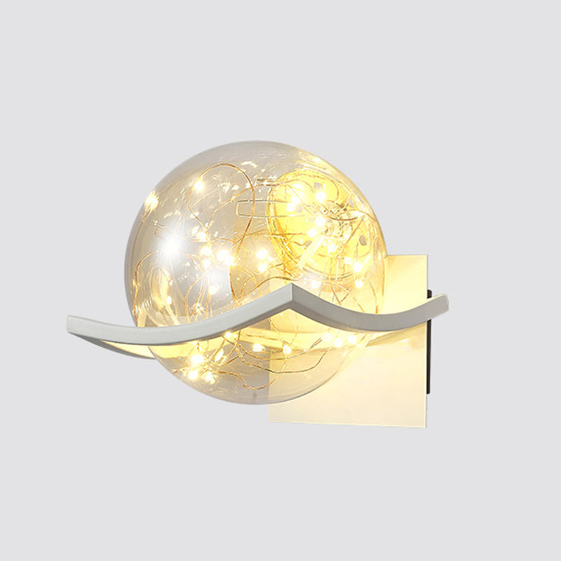 Single Golden/White/Black Wall Mounted Sconce Modernism Glass Shaded Wall Light for Foyer