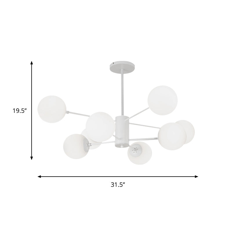 Weißer Globus hängende Kronleuchter Einfachheit 6/8 Lichter Milchglas Kronleuchter Licht für Wohnzimmer