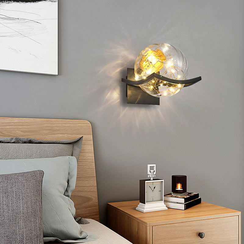 Single Golden/White/Black Wall Mounted Sconce Modernism Glass Shaded Wall Light for Foyer