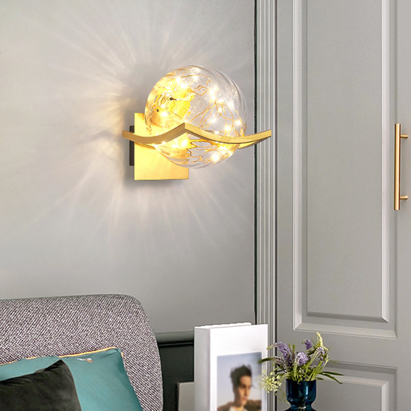 Single Golden/White/Black Wall Mounted Sconce Modernism Glass Shaded Wall Light for Foyer