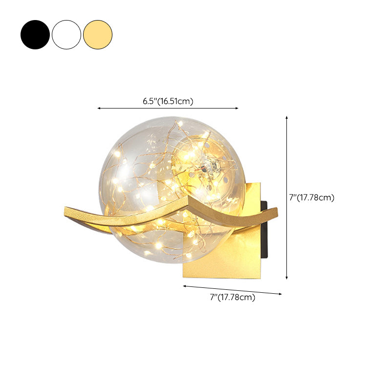 Single Golden/White/Black Wall Mounted Sconce Modernism Glass Shaded Wall Light for Foyer