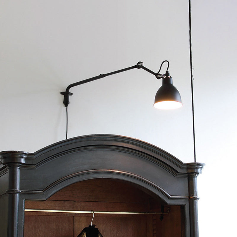 Estilo modernista de pared en forma de tazón metálico 1 accesorio ligero de iluminación en negro/blanco para dormitorio