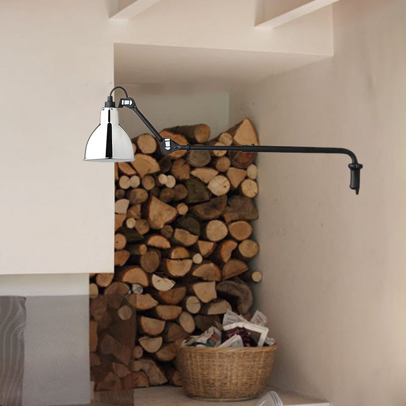 Estilo modernista de pared en forma de tazón metálico 1 accesorio ligero de iluminación en negro/blanco para dormitorio