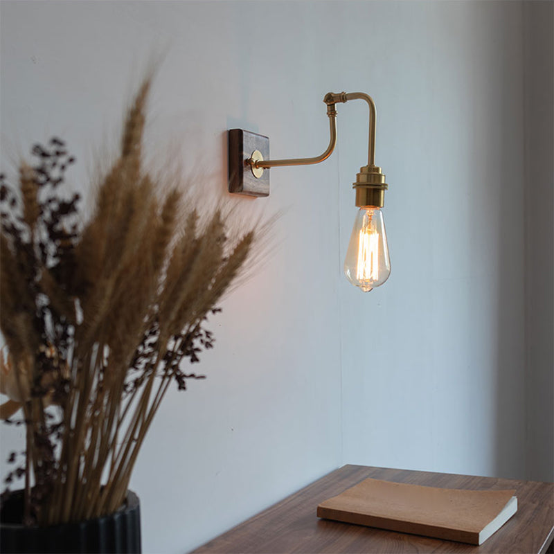 Modern Square Shape Vanity Light with Wood Base for Powder Room Washroom