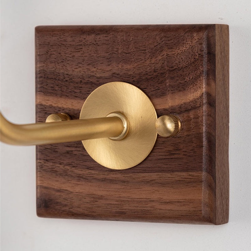 Modern Square Shape Vanity Light with Wood Base for Powder Room Washroom