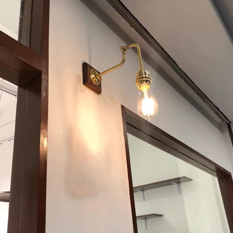 Modern Square Shape Vanity Light with Wood Base for Powder Room Washroom