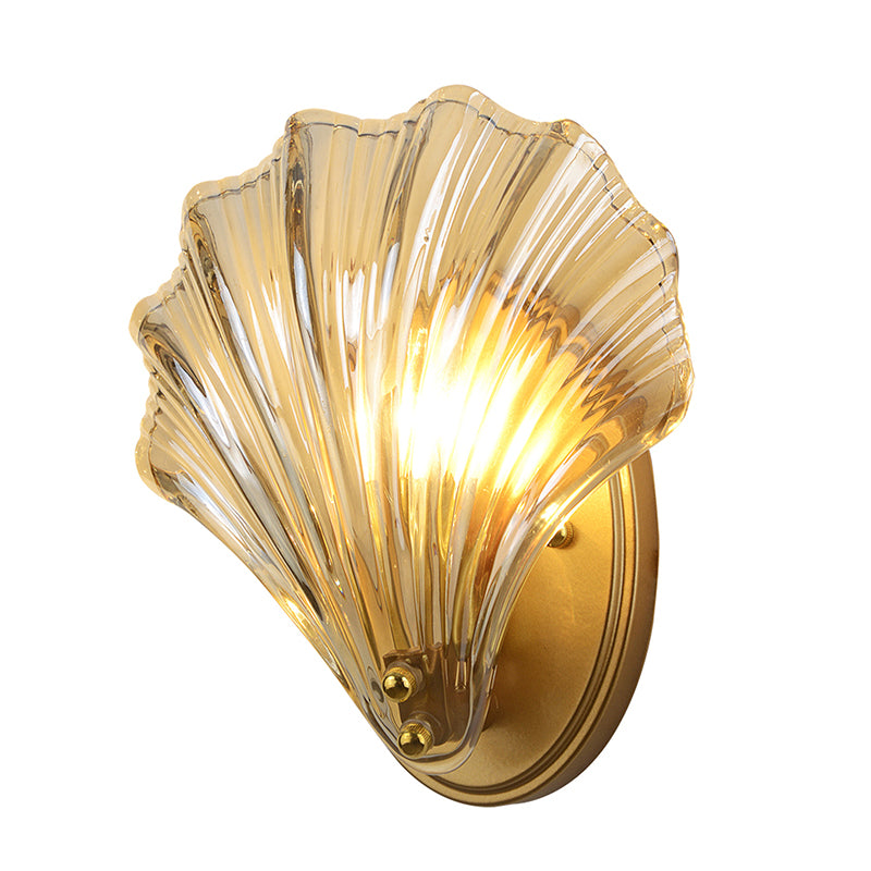 Single Contemporary Golden Glass Shape Unique Bathroom Vanity Light