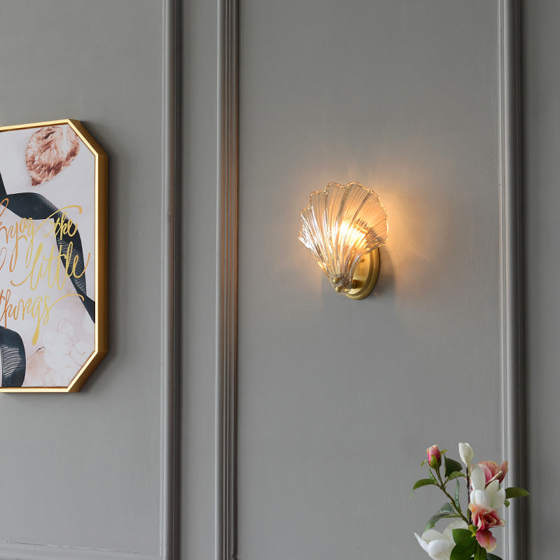 Single Contemporary Golden Glass Shape Unique Bathroom Vanity Light