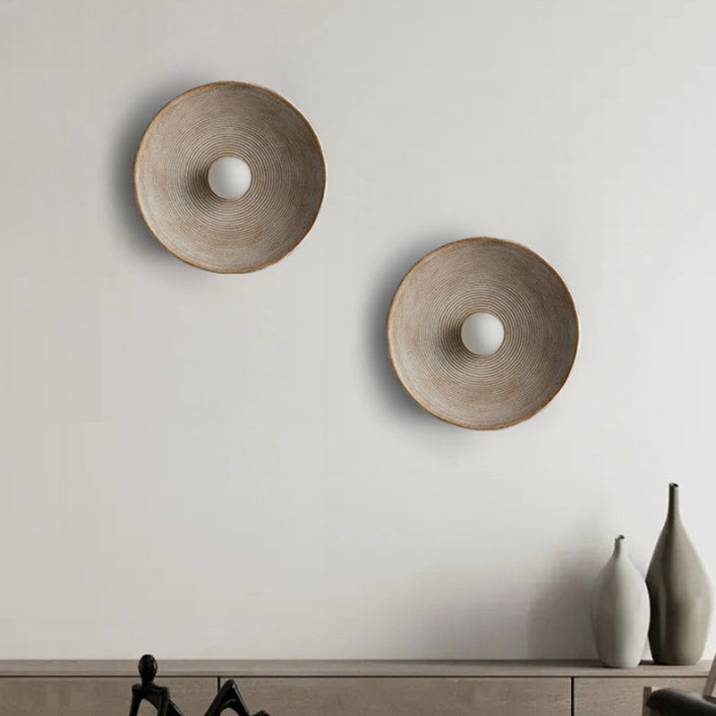 Single Contemporary Brown/White Round Shape LED Bathroom Vanity Light