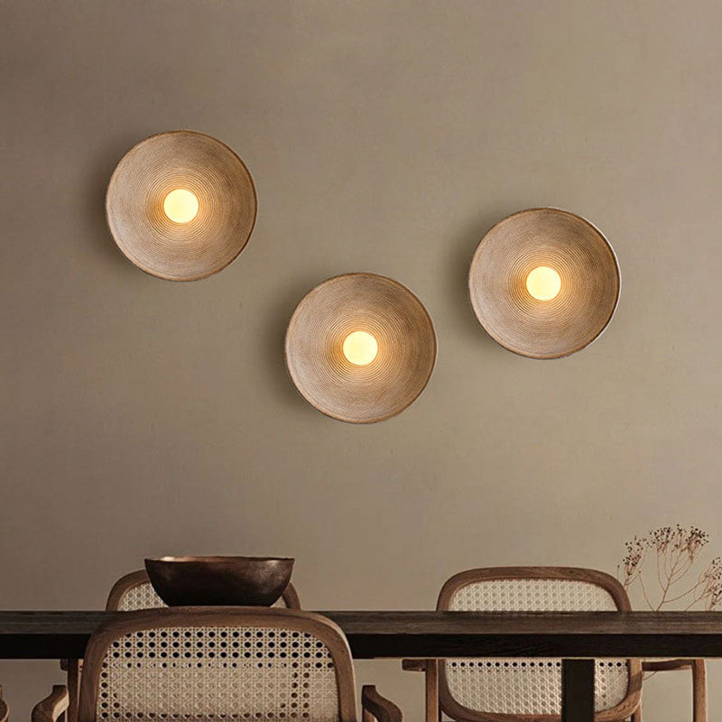 Single Contemporary Brown/White Round Shape LED Bathroom Vanity Light