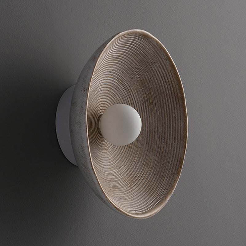 Single Contemporary Brown/White Round Shape LED Bathroom Vanity Light