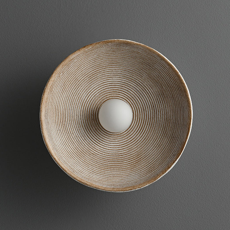 Single Contemporary Brown/White Round Shape LED Bathroom Vanity Light