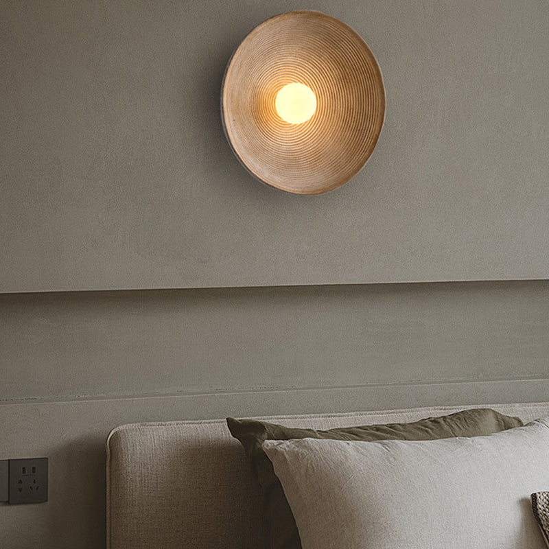 Single Contemporary Brown/White Round Shape LED Bathroom Vanity Light