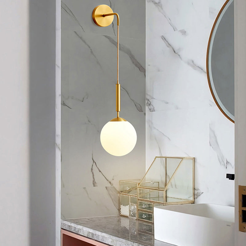 Postmodern Ball Shape Vanity Light with Glass Shade for Shower Room