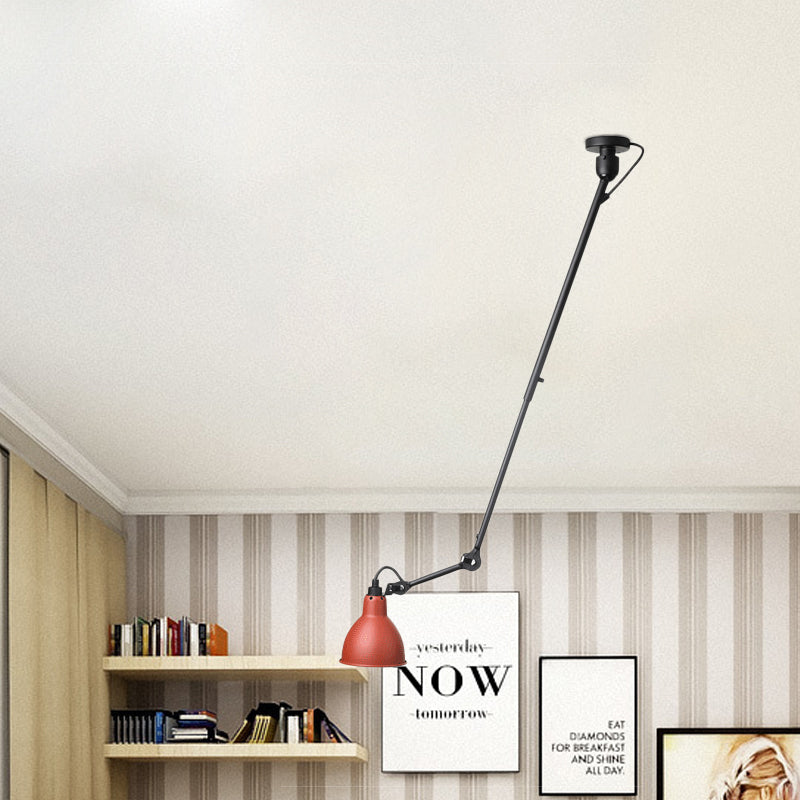 Dome Metallic Shade Pendant Lamp Modern Style 1 Bulb Black/Gray Ceiling Lighting with Articulated Arm for Kitchen