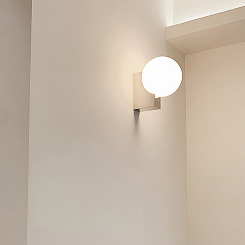 Postmodern Style Minimalist Metal Wall Light Sconce with Glass Shade for Washroom