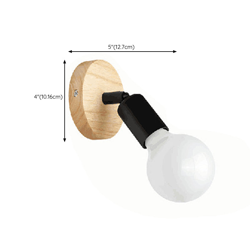 Modern Simple Wooden Vanity Light Circle Shape 1-Light for Shower Room