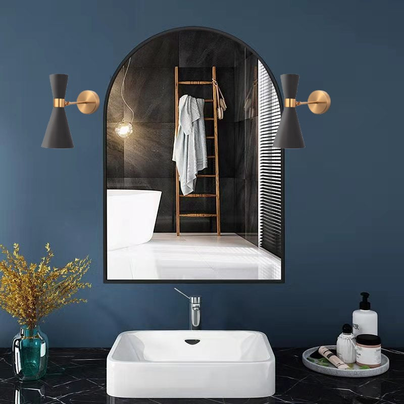 Postmodern Horn Shape Vanity Light with Iron Shade for Shower Room