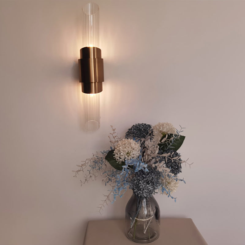 American Style Cylinder Shape Vanity Light with Glass Shade for Shower Room