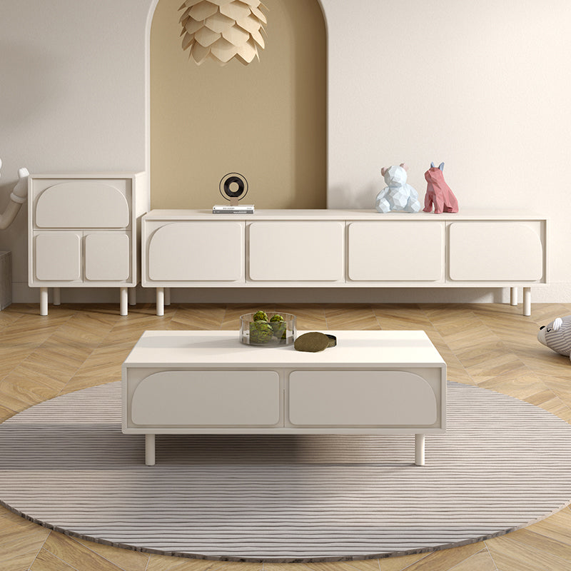 Contemporary TV Media Console White TV Stand Console with Doors