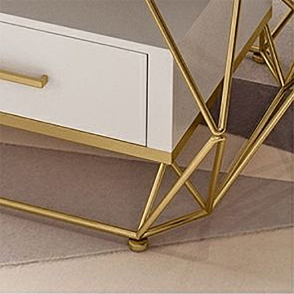 Contemporary TV Media Stand Marble Stand Console with Drawers