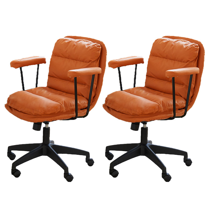 Modern Padded Arms Office Chair Leather Tilt Mechanism No Distressing Ergonomic Desk Chair