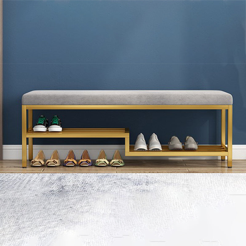 Metal Cushioned Included Bench Contemporary Accent Bench with Shelves