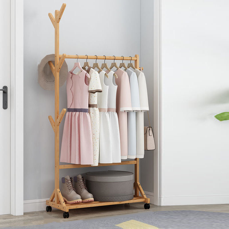 Modern Style Coat Hanger Solid Bamboo Hooks Design Coat Rack for Living Room