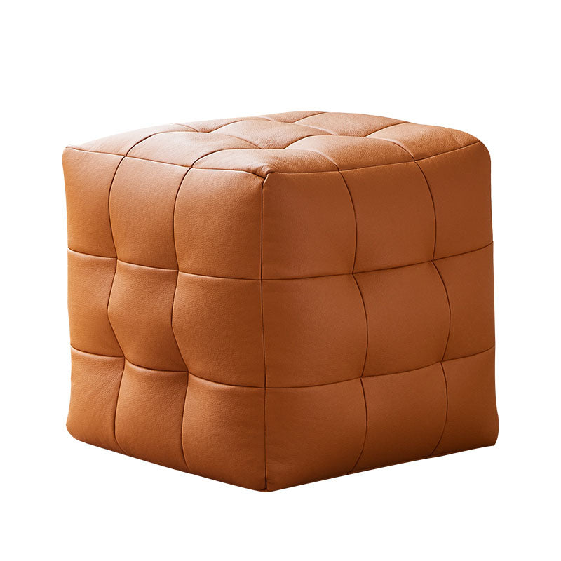 Modern Square Pouf Water Resistant Orange Pouf for Drawing Room