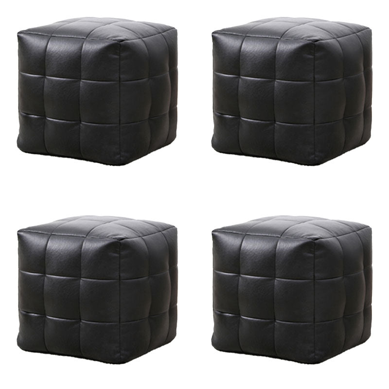 Modern Square Pouf Water Resistant Orange Pouf for Drawing Room