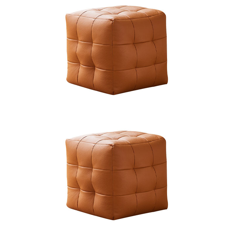 Modern Square Pouf Water Resistant Orange Pouf for Drawing Room