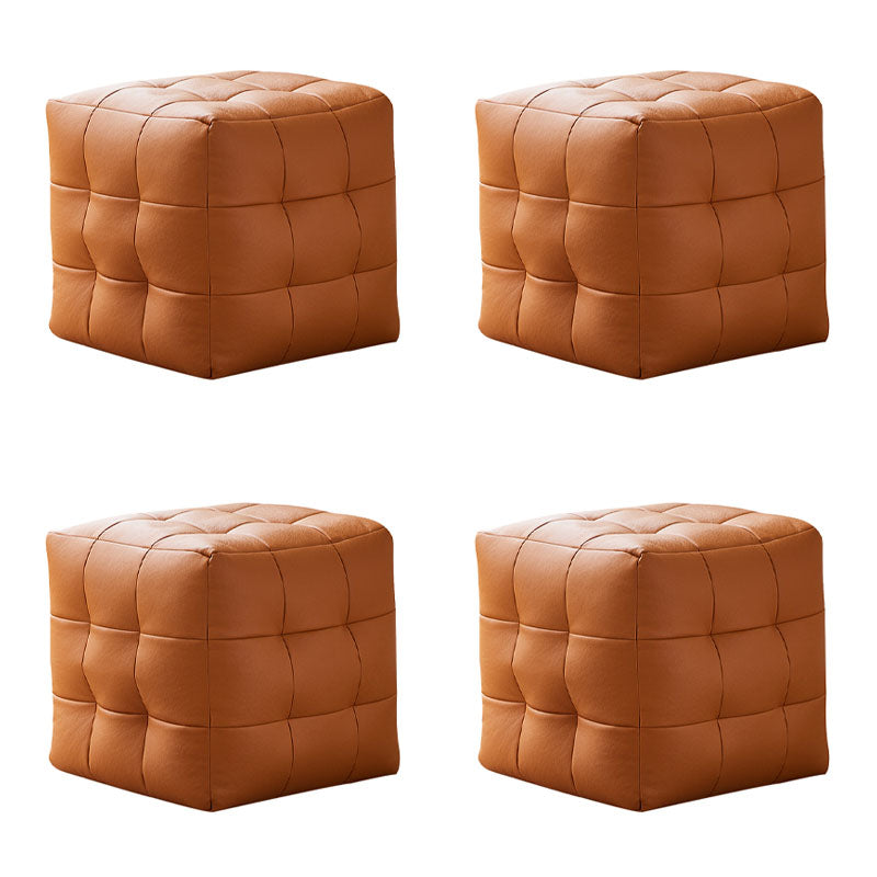 Modern Square Pouf Water Resistant Orange Pouf for Drawing Room