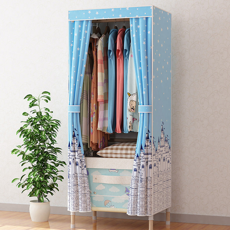 Contemporary Style Wardrobe Armoire Wood Frame Armoire with Garment Rod for Home