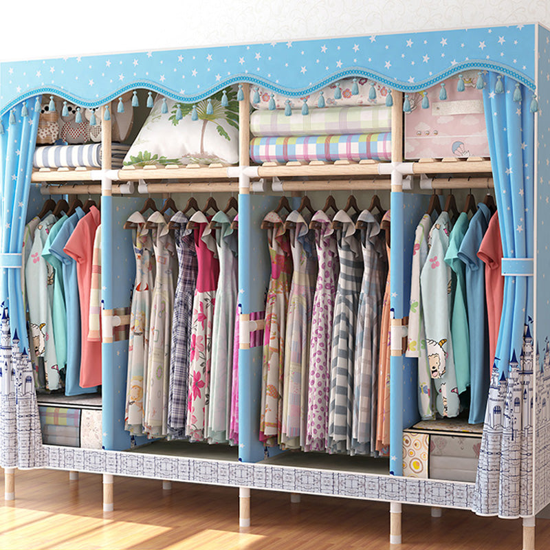 Contemporary Style Wardrobe Armoire Wood Frame Armoire with Garment Rod for Home