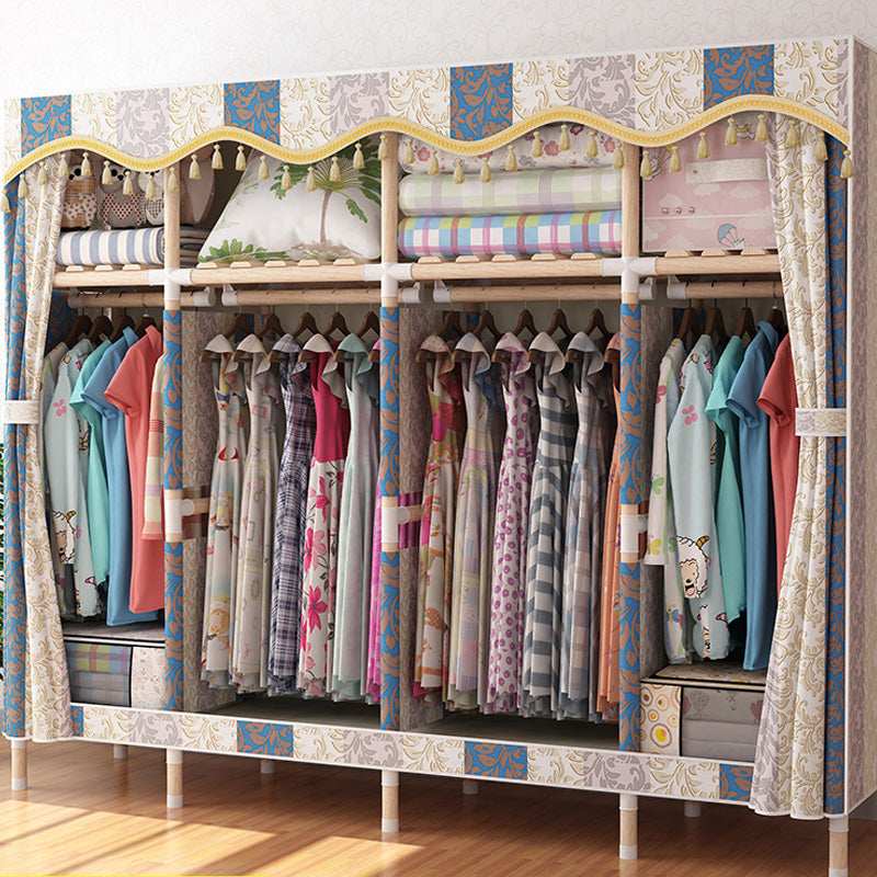 Contemporary Style Wardrobe Armoire Wood Frame Armoire with Garment Rod for Home