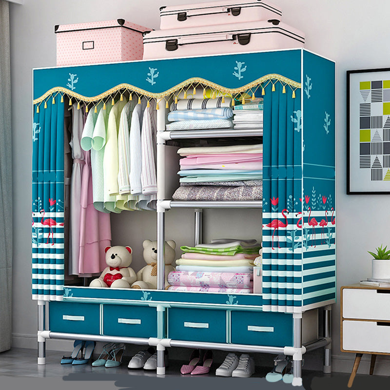 Rectangular Metal Wardrobe Industrial Style Simple Bedroom Wardrobe Closet