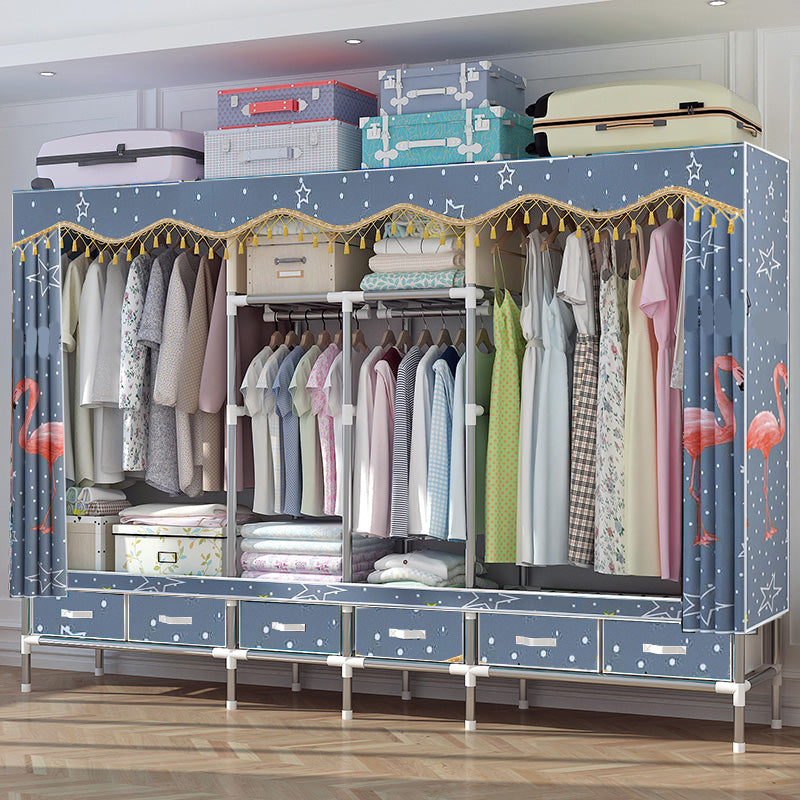 Rectangular Metal Wardrobe Industrial Style Simple Bedroom Wardrobe Closet