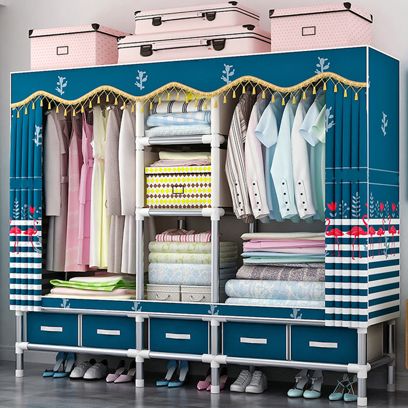 Rectangular Metal Wardrobe Industrial Style Simple Bedroom Wardrobe Closet