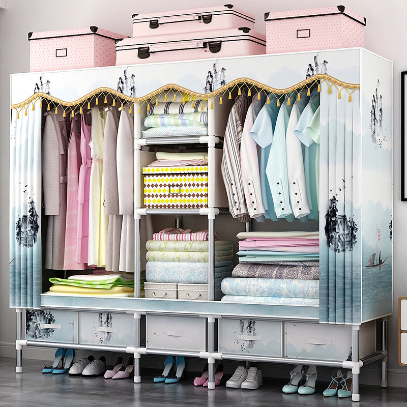 Rectangular Metal Wardrobe Industrial Style Simple Bedroom Wardrobe Closet