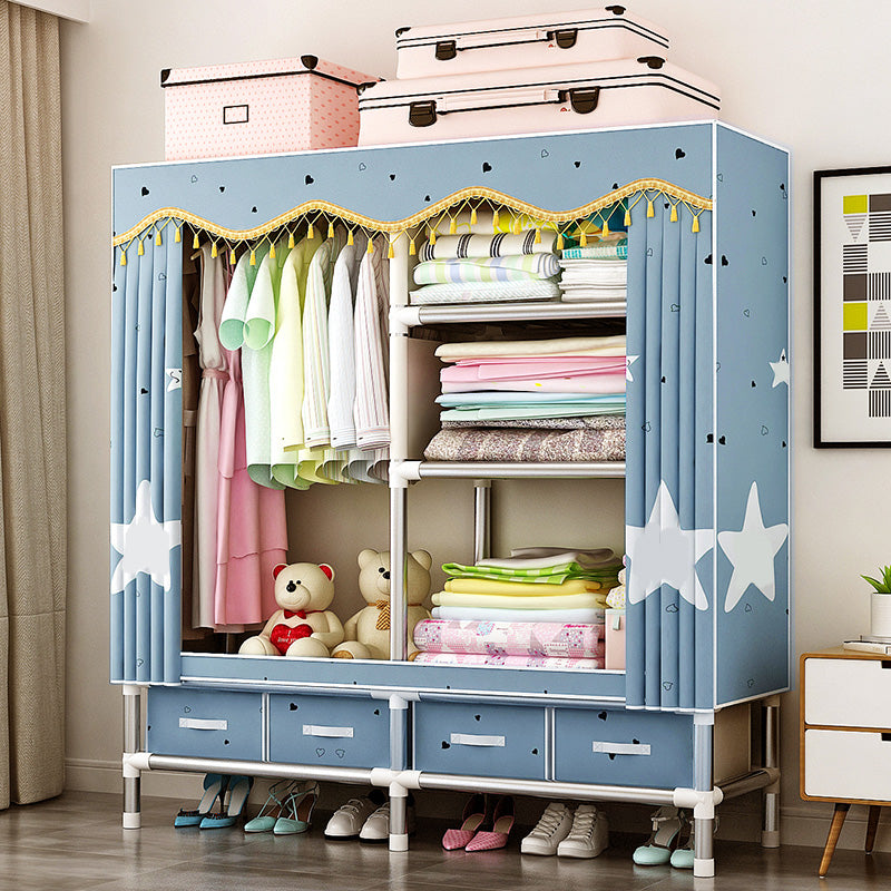 Rectangular Metal Wardrobe Industrial Style Simple Bedroom Wardrobe Closet